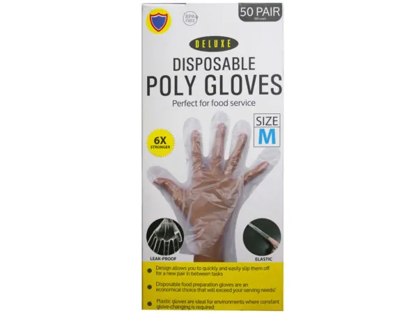 Bulk Buys MO127 — Durable Textured TPE Disposable Gloves - 100 Pack - Medium