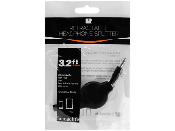 bulk buys EC420 - Portable Retractable 3.5mm Headphone Splitter Cable