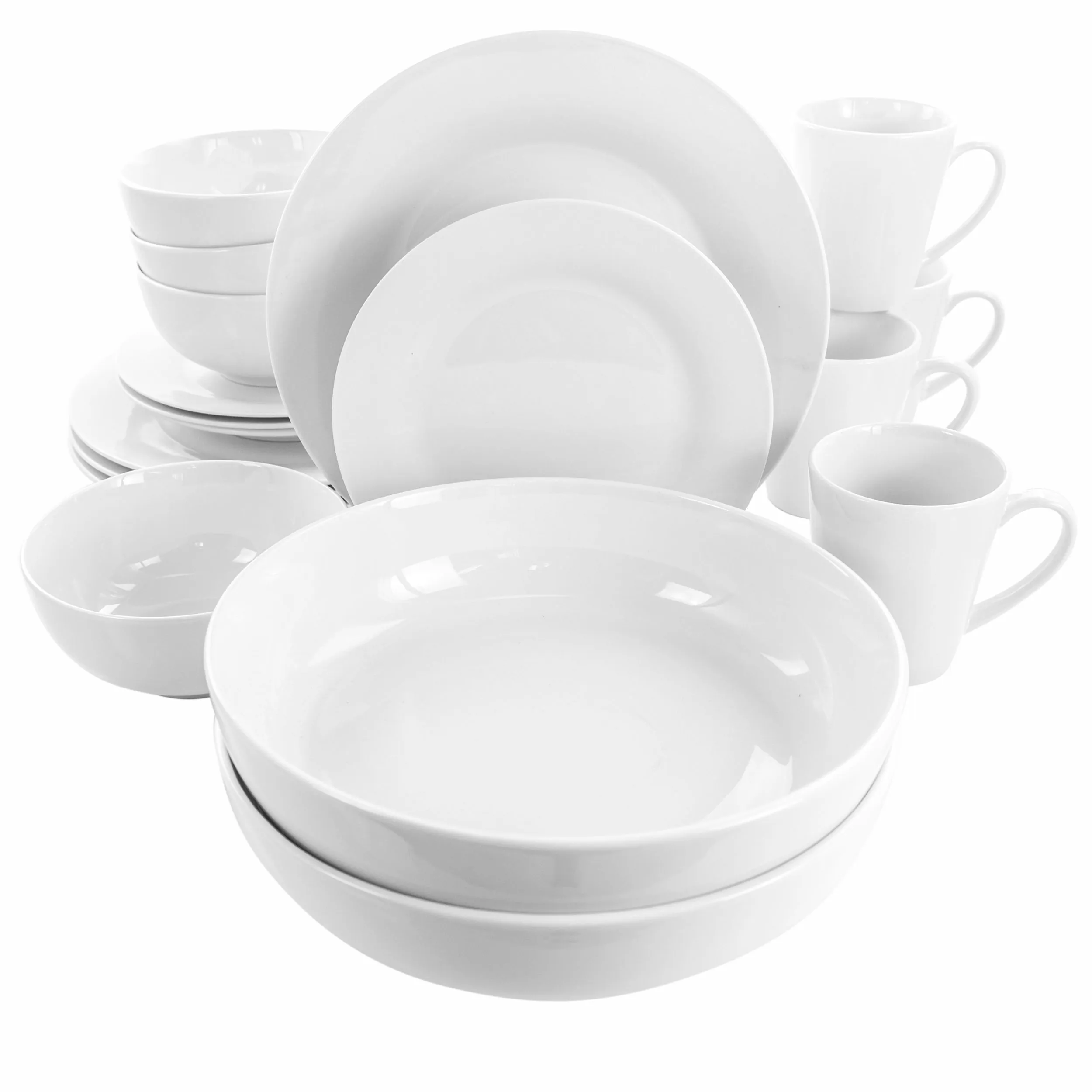 ELAMA EL-CAREY — Elama Carey 18 Piece Round Porcelain Dinnerware Set in White