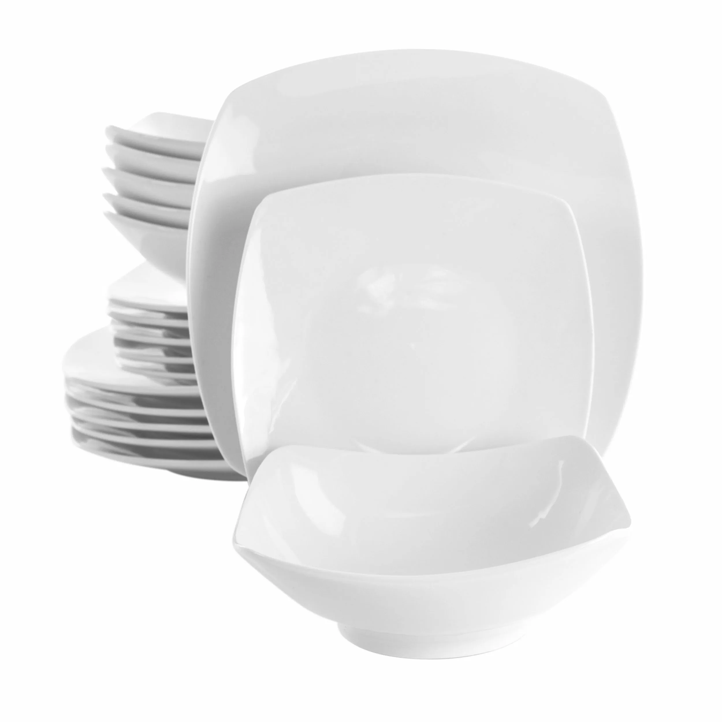 ELAMA EL-NEWMAN18 — Elama Newman 18 Piece Square Dinnerware Set - White
