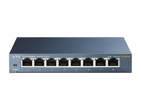 BRAINBOXES SW-008 — 8 PORT ETHERNET SWITCH 10/100 MB +14 TO +140F INTEGRAL WALL MOUNTABLE