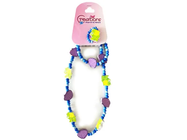 bulk buys DD352 - Frog Themed 3-Piece Jewelry Set: Necklace, Bracelet & Ring