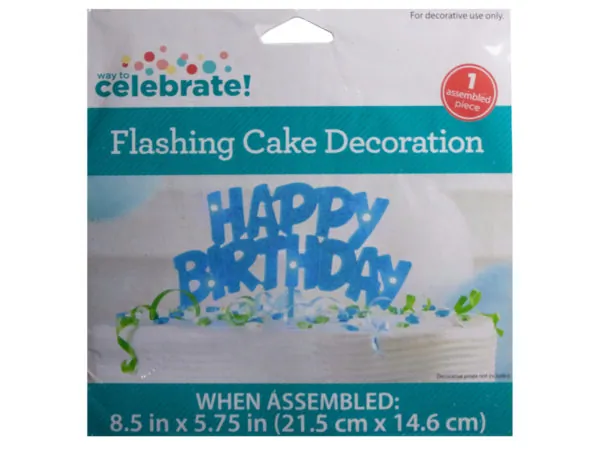 bulk buys PC914 - Flashing Blue Happy Birthday Cake Decoration