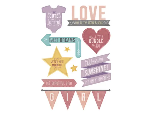bulk buys CH378 - Momenta Baby Girl Foam Stickers - 10 Assorted Designs