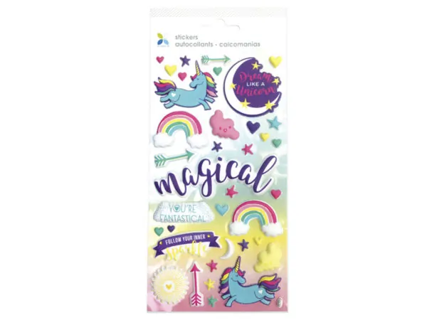 Bulk Buys CH415 — Magical 37 Piece 3D Unicorn Stickers for Kids