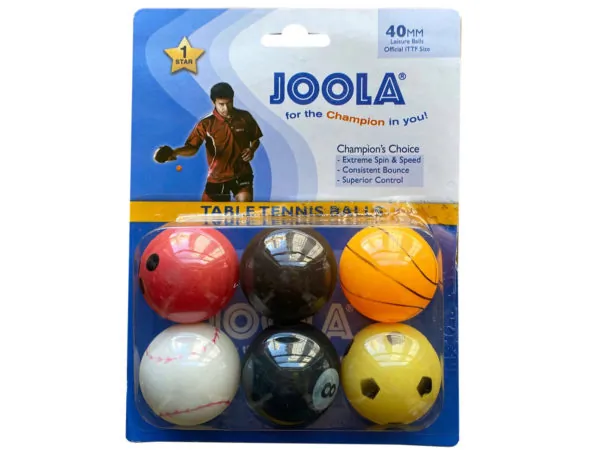 bulk buys DI697 - JOOLA 6 Pack Themed Table Tennis Balls for Sports Lovers