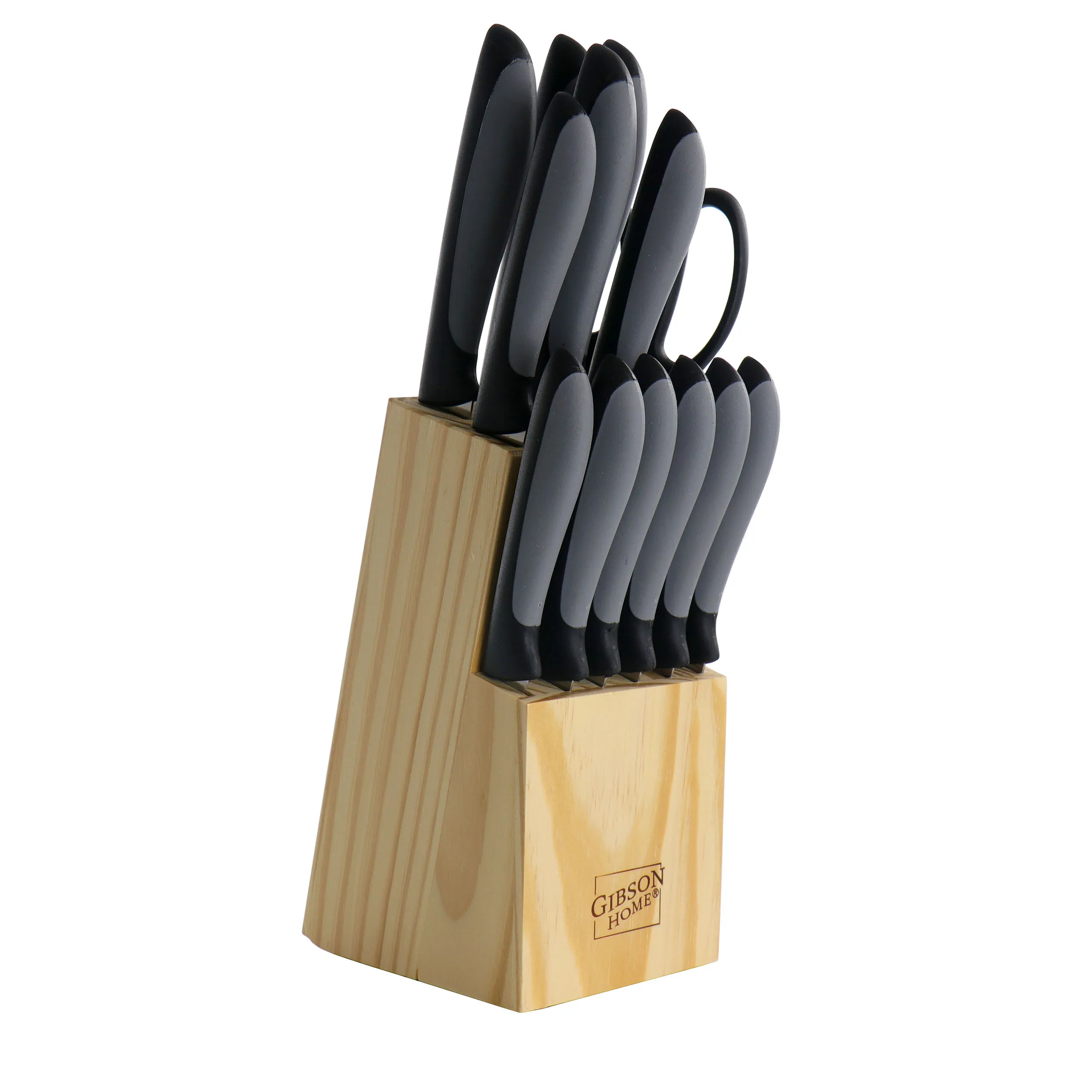 Gibson 127769.14 — Gibson Home Dorain 14 Piece Stainless Steel Cutlery Set in Black with Wood Block
