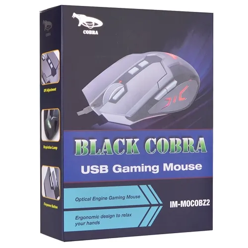 iMicro Electronics IM-COBZ2 — iMicro IM-MOCOBZ2 Black Cobra 8-Button USB Optical Gaming Mousew/3200 max dpi & 4 dpi Settings (Black/Space Gray)