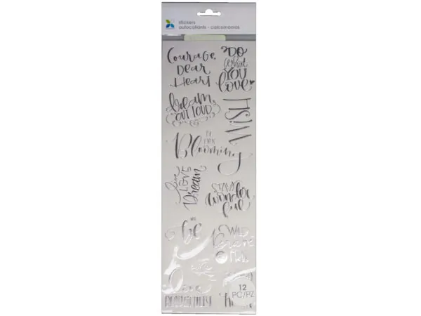Bulk Buys CH411 — Momenta Silver Stickers with Inspirational Phrases (12-Pack)