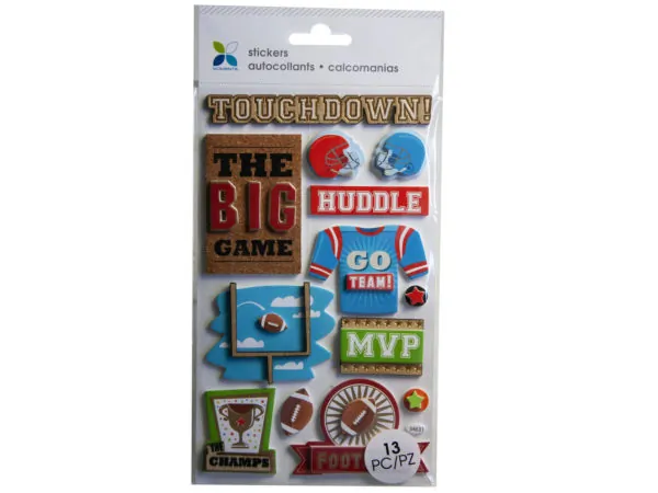 Bulk Buys CH434 — Momenta 13-Piece 3D Football Stickers Set