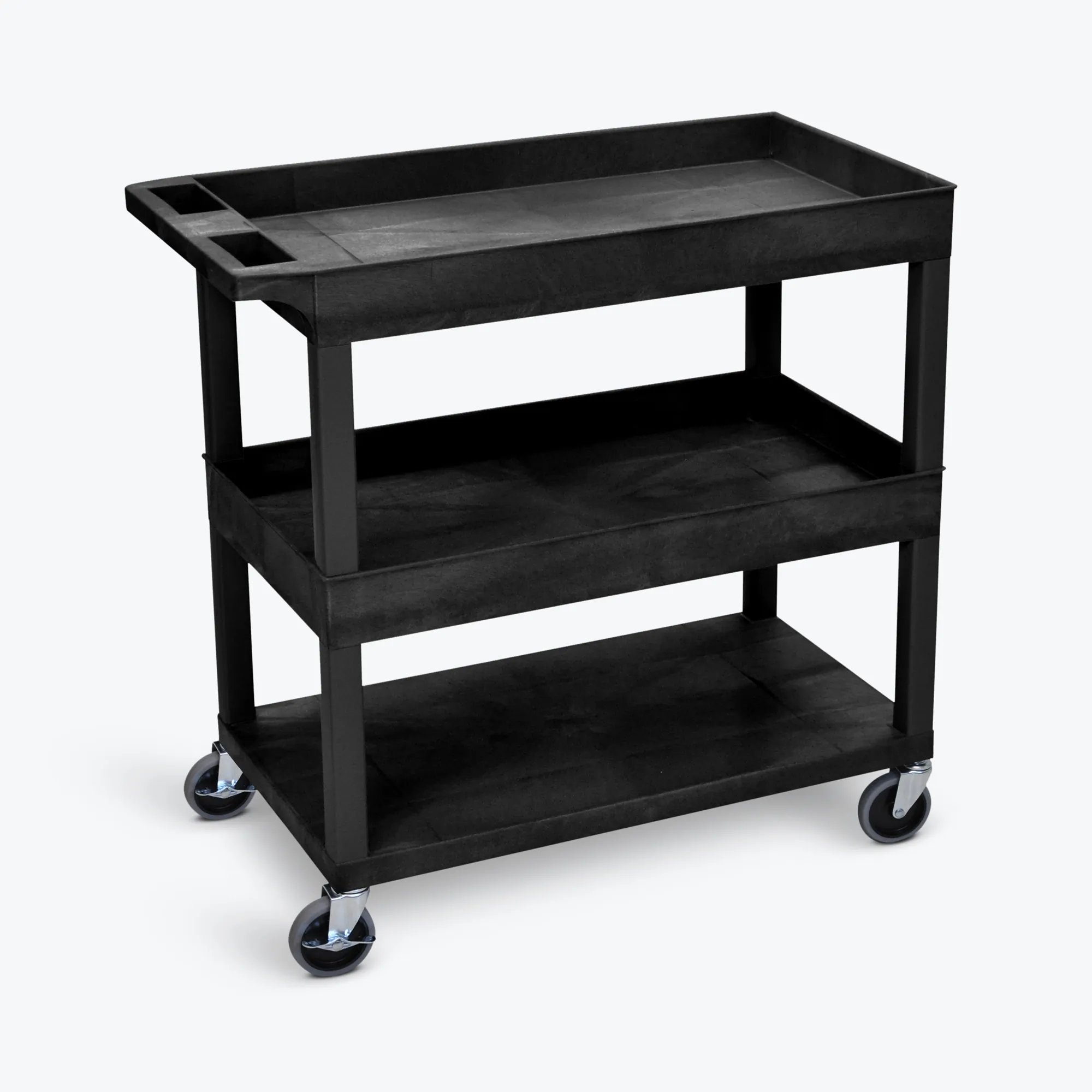 Luxor EC112-B — Luxor High Capacity Utility Cart with Tubs and Shelf
