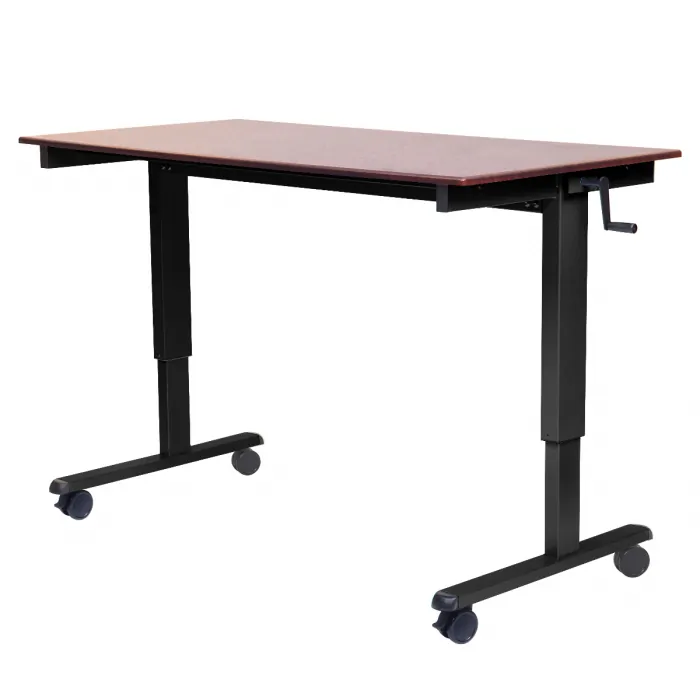Luxor STANDCF48-BK/DW — Height Adjustable Crank Stand-Up Desk with Wheels