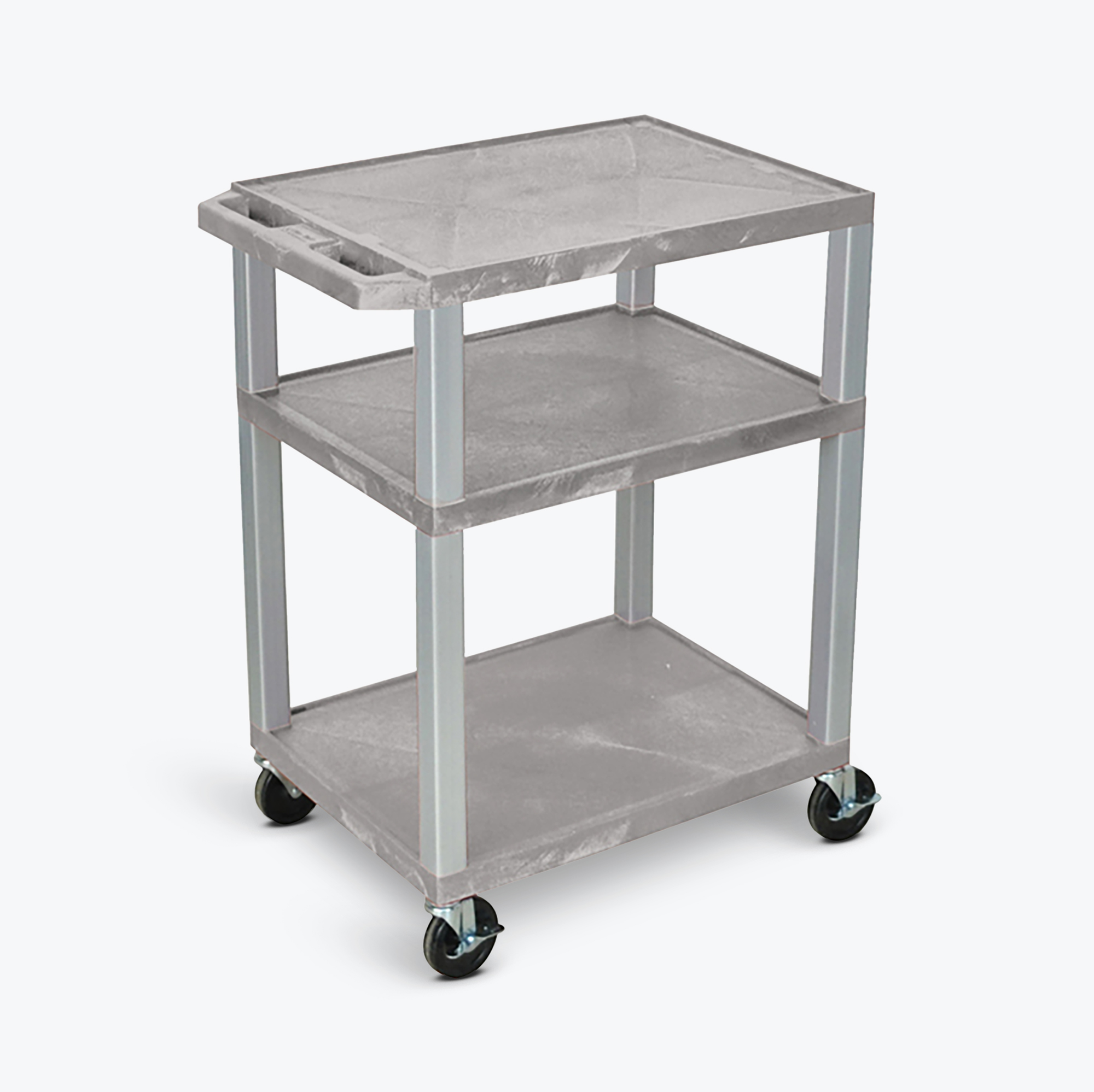 Luxor WT34GYE-N - Luxor Tuffy Gray 3 Shelf AV Cart w Nickel Legs & Electric