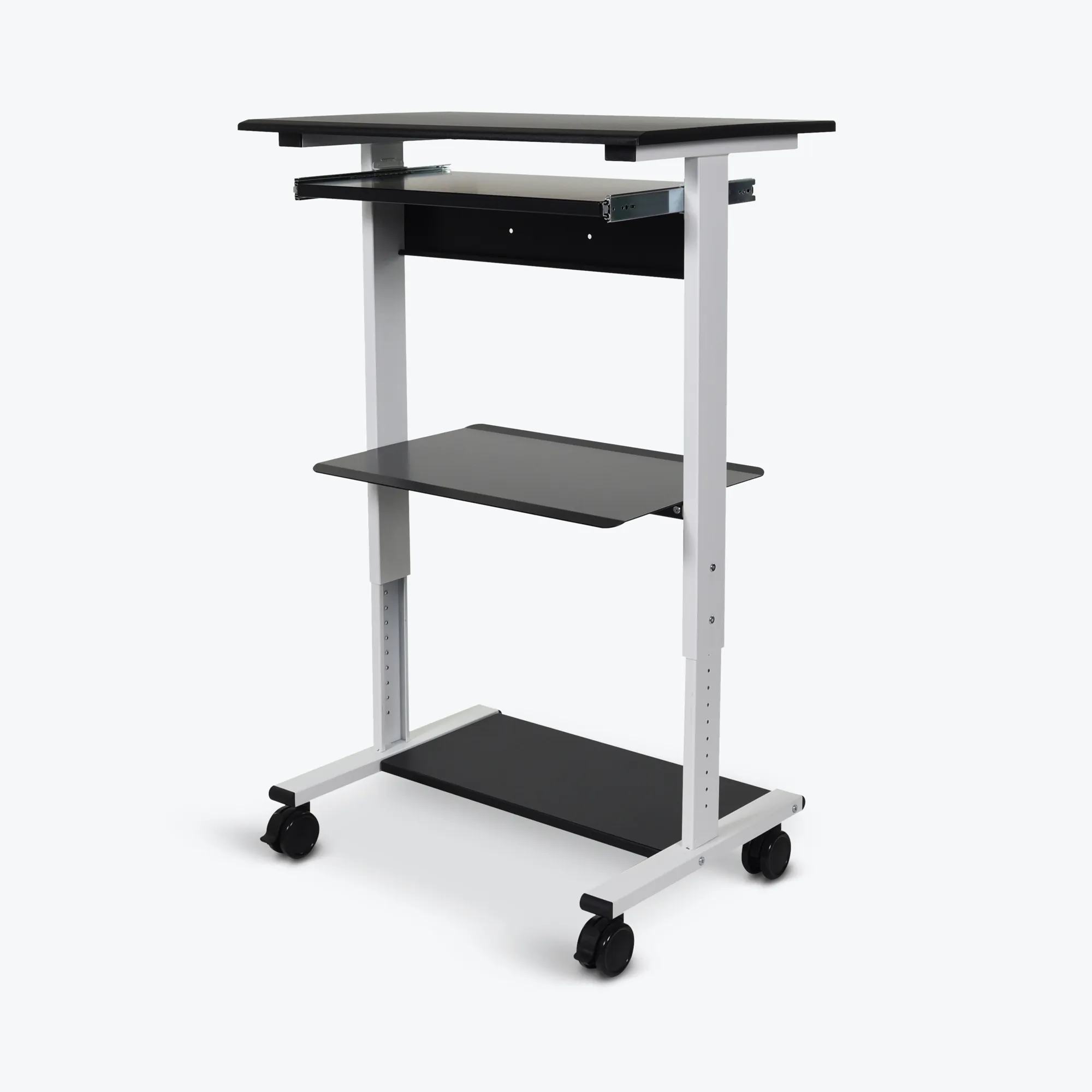 Luxor STAND-WS30 — Luxor Mobile Adjustable 3-Shelf Stand-Up Workstation