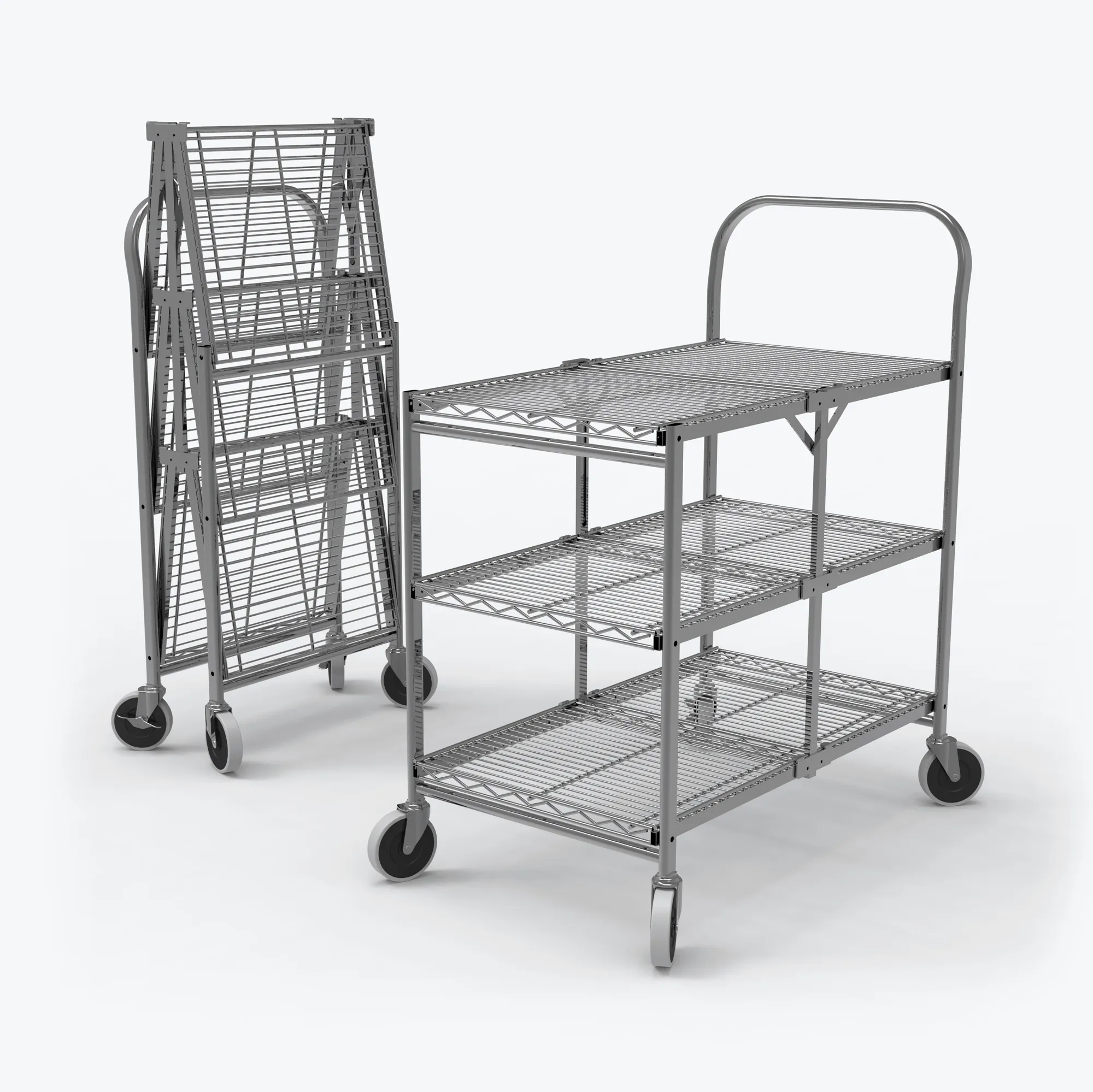 Luxor WSCC-3 — Luxor Foldable Three-Shelf Utility Cart