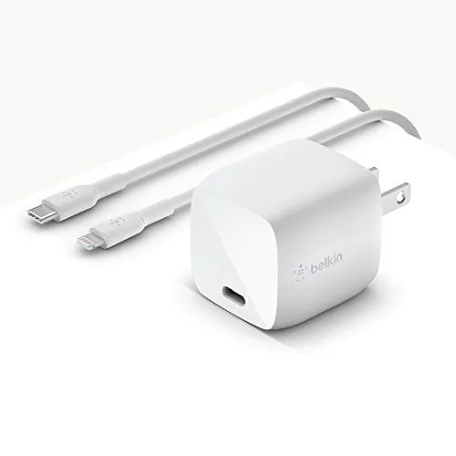 Belkin WCH001DQ1MWH-B5 — WCH001DQ1MWH-B5 - BOOST CHARGE 30W USB-C GAN WALL CHARGER + USB-C TO LIGHTNING C