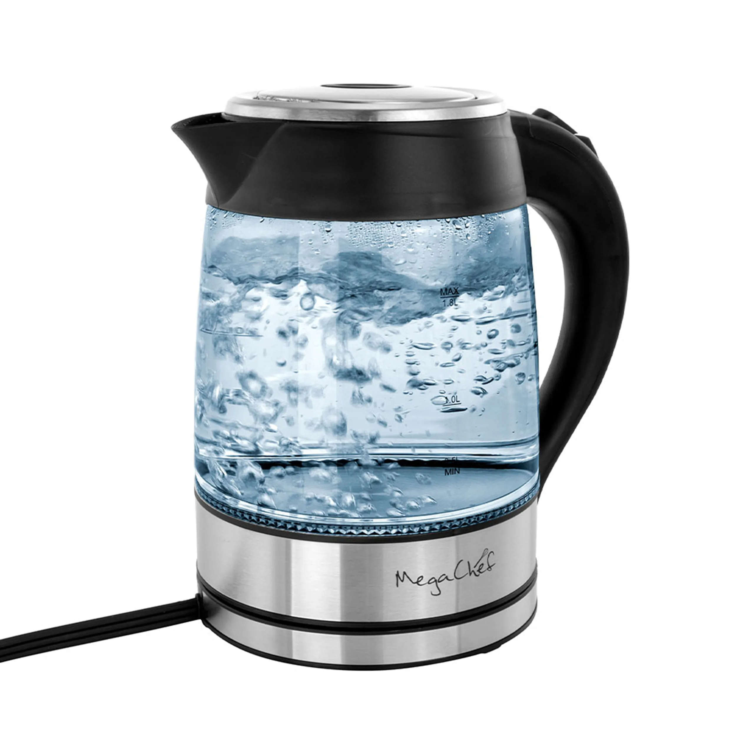 MegaChef MGKTL-1752 — MegaChef 1.8Lt. Glass Body and Stainless Steel Electric Tea Kettle