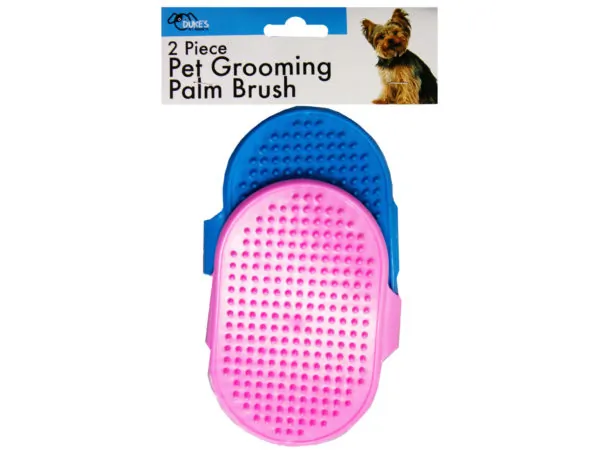 Bulk Buys DD401 — 2-Piece Pet Grooming Palm Brush Set for All Pets