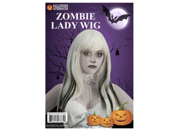 Bulk Buys VR136 — Black & White Zombie Lady Wig for Halloween Costume