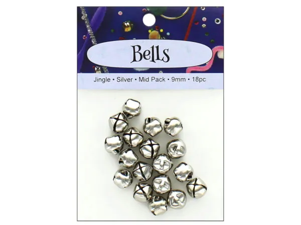 Bulk Buys CH543 — 18-Piece Silver Jingle Bells for Holiday Crafts