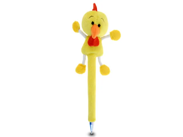 bulk buys DD503 - Cute Rooster Plush Ballpoint Pen for Kids and Adults