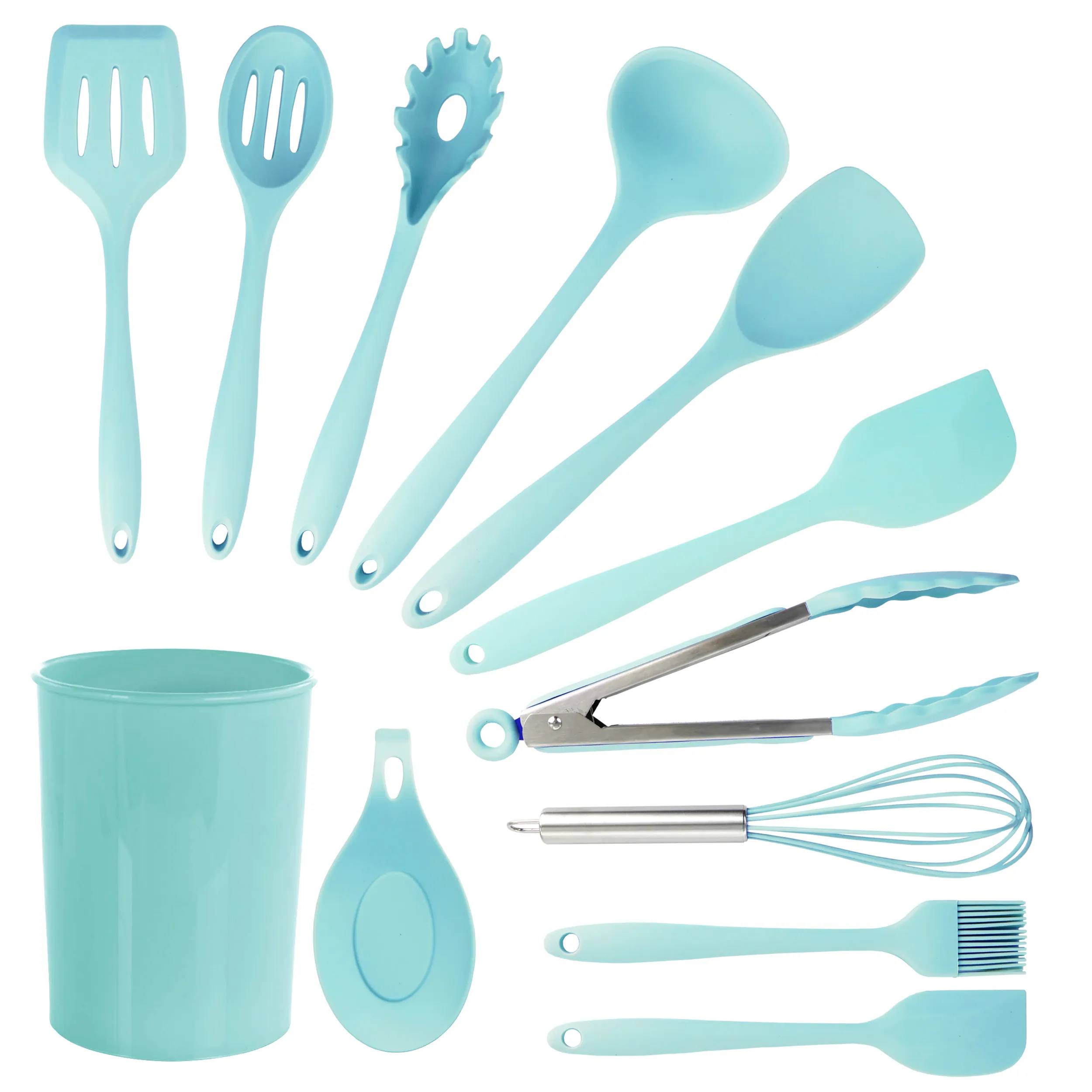 MegaChef MGSP-814 — MegaChef Light Teal Silicone Cooking Utensils, Set of 12