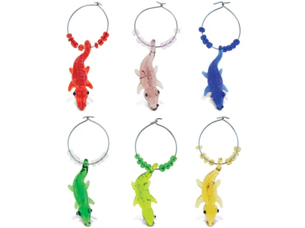 bulk buys DD513 - Colorful Alligator Wine Glass Charms Set