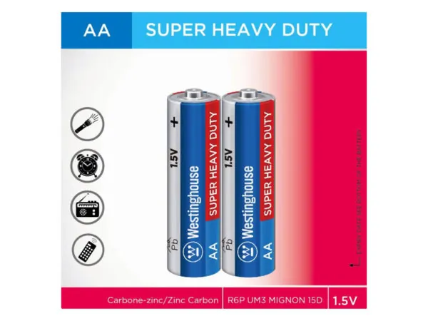 bulk buys DA165 - Westinghouse Super Heavy Duty AA Batteries - 2 Pack