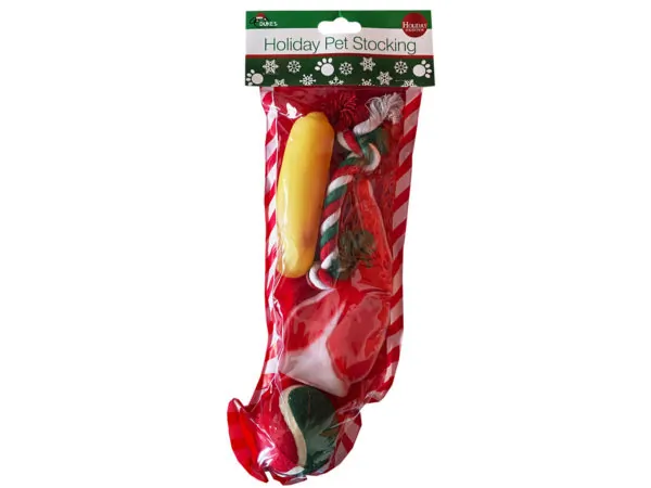 bulk buys SA680 - Christmas Dog Stocking with 4 Fun Toys