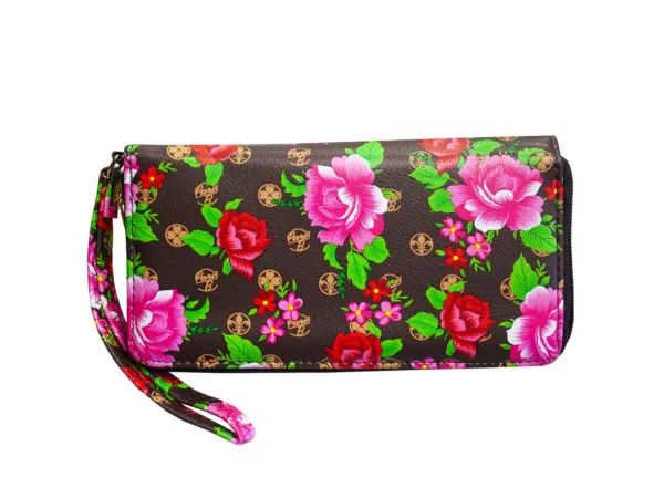 bulk buys FB566 - Floral Design Wallets in Assorted Colors
