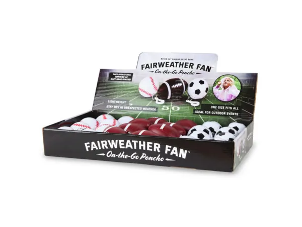 Bulk Buys GW789 — Compact Sports Ponchos in Display - Ready for Any Weather