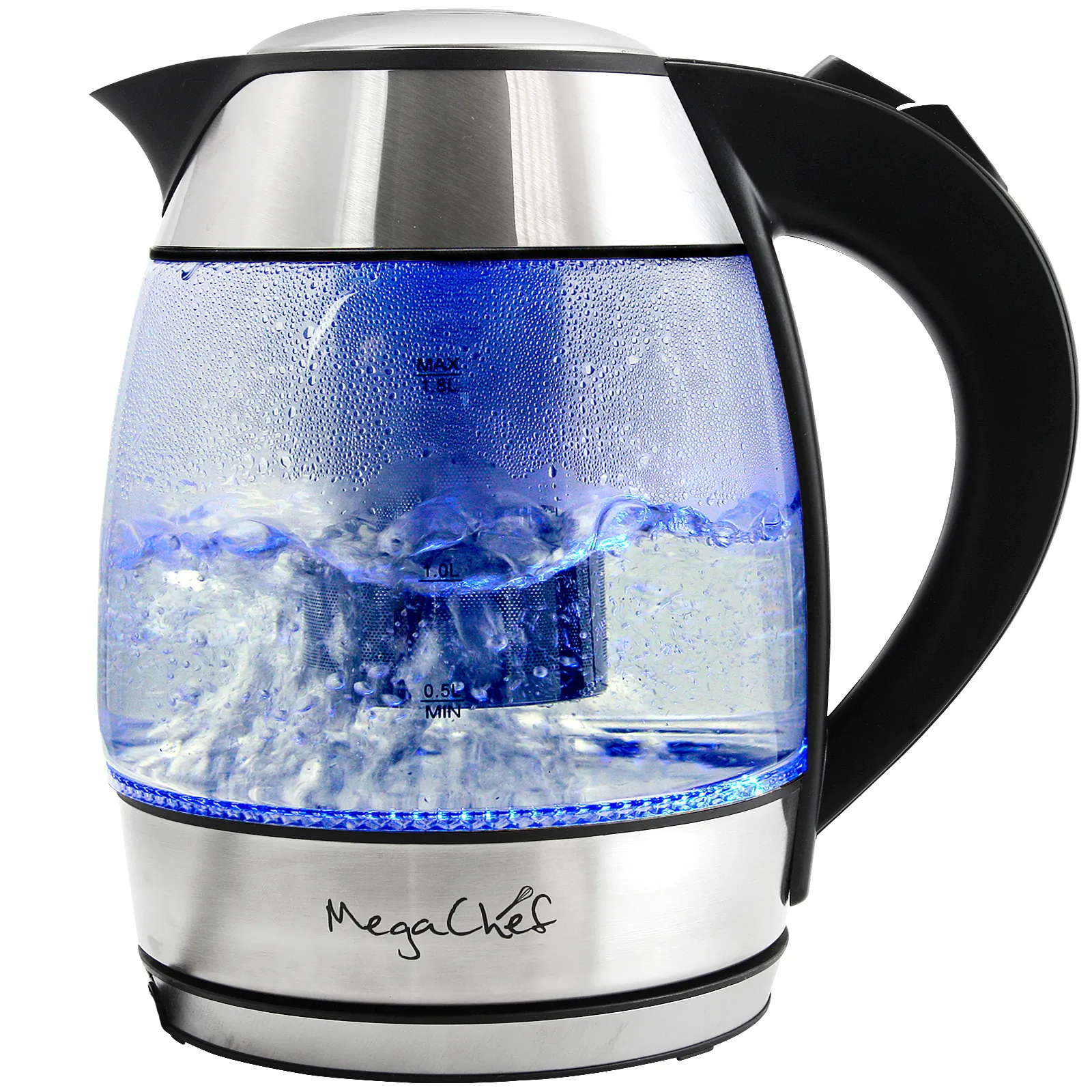 MegaChef MGKTL-1751 — MegaChef 1.8L Electric Glass Tea Kettle with Infuser