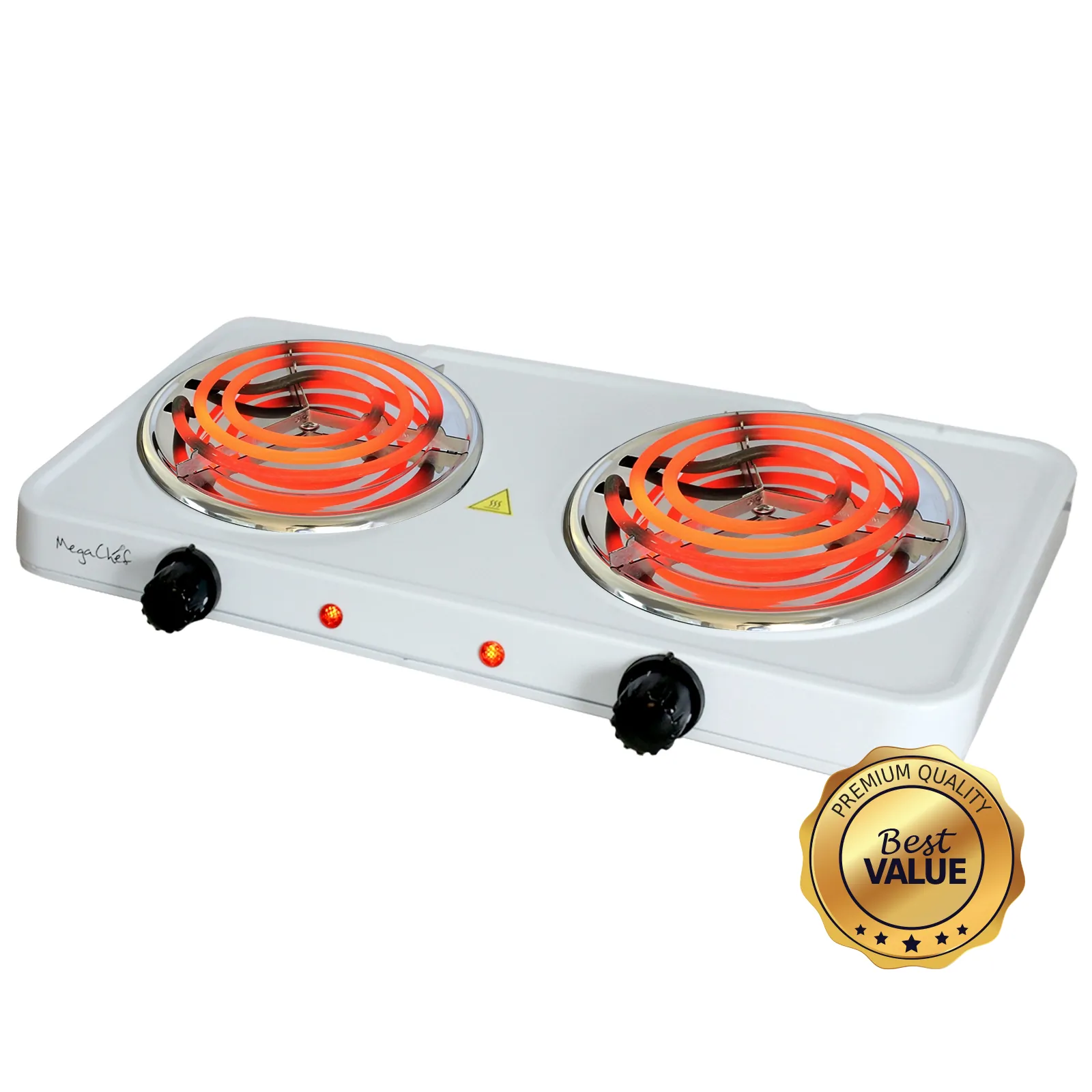MegaChef MC-2012A-W — MegaChef Electric Easily Portable Ultra Lightweight Dual Coil Burner Cooktop Buffet Range in White