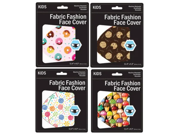 bulk buys MO137 - 4 Sweet Treat Kids Face Masks - Snack Design