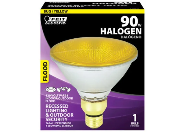 bulk buys DB263 - Feit PAR38 90W Yellow Outdoor Halogen Light Bulb