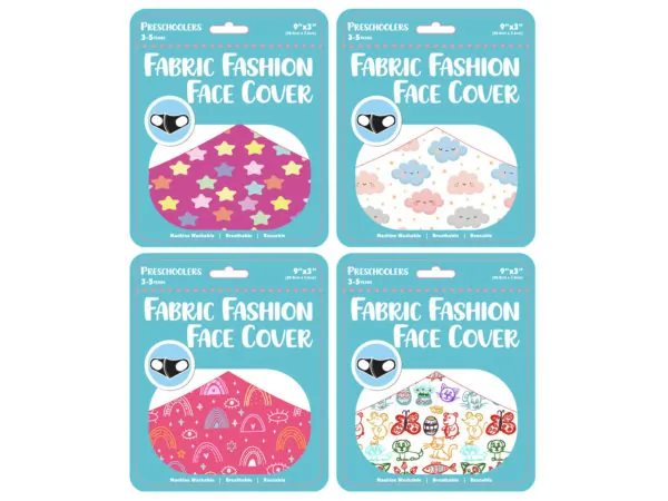 bulk buys MO156 - Adorable Fabric Face Masks for Preschoolers - 4 Designs