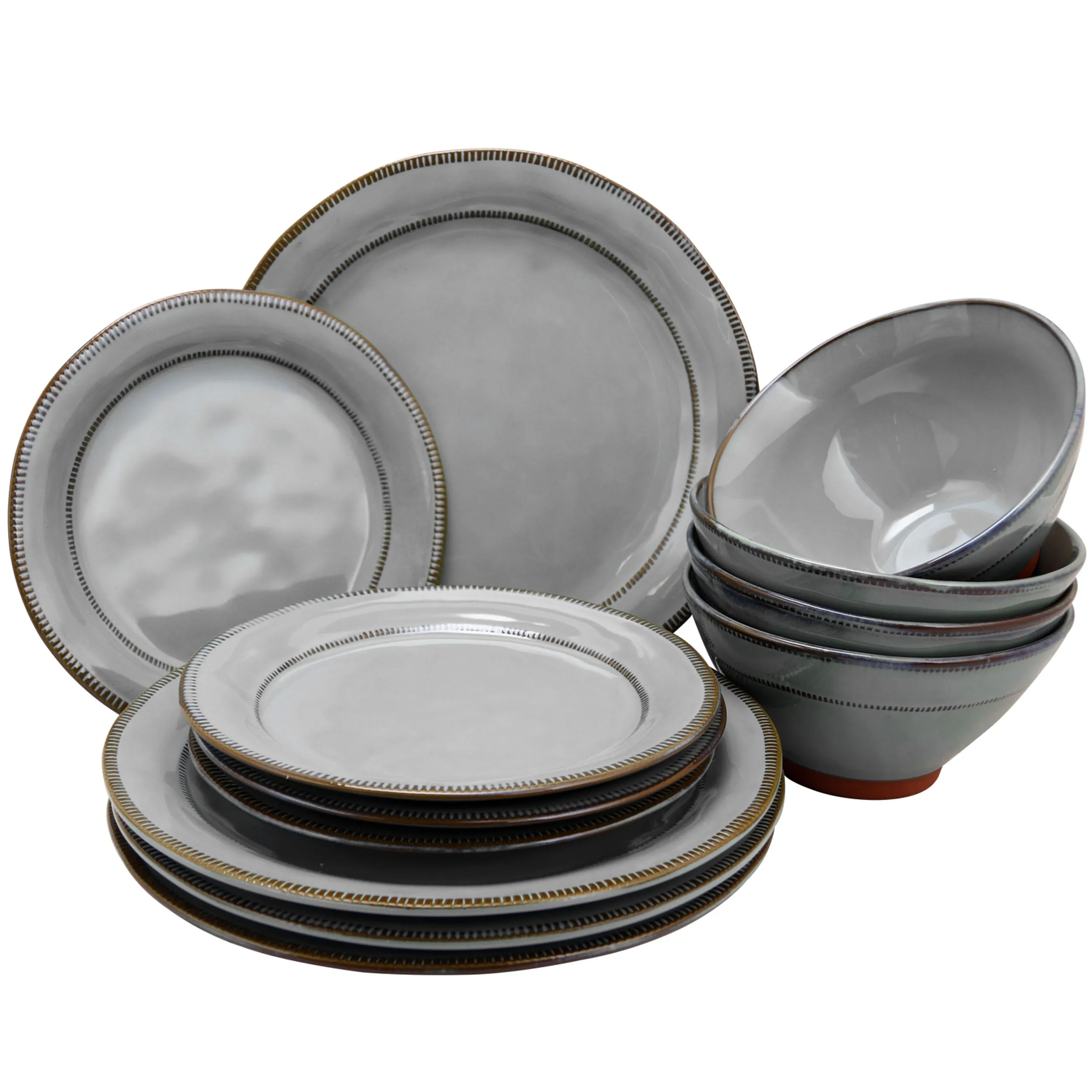 Gibson 116889.12 — Gibson Elite Terranea 12-Piece Grey Dinnerware Set