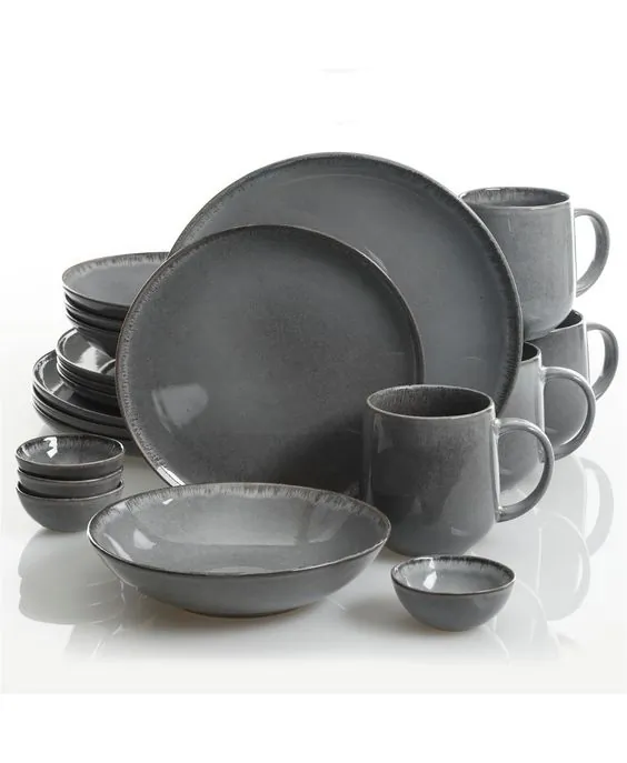 ELAMA EL-LUXMATTE-DG — Elama Luxmatte Dark Grey 20 Piece Dinnerware Set