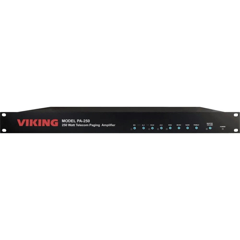 Viking Electronics VK-PA-250 — 250W 70V Telecom Paging Amplifier with Background Music
