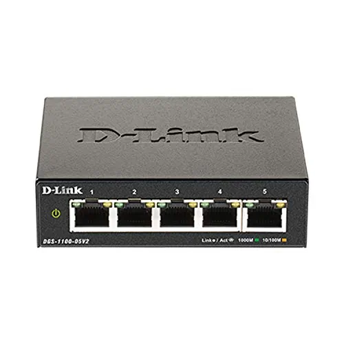 D-Link DGS-1100-05V2 — SWITCH - DGS-1100-05V2 - DESKTOP - WIRED - 1GBPS - NETWORKING / PORTS QTY: 5 - G
