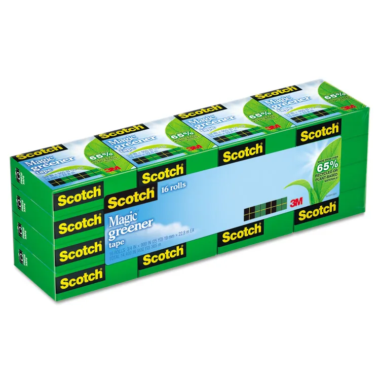 3M MMM 81212P — Scotch 3/4W Magic Greener Tape Rolls - 25 yd Length x 0.75 Width - 1 Core - 12 / Pack - Matte Clear