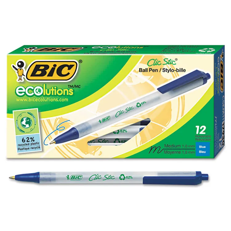 BIC BIC CSEM11BK — BIC Clic Stic Retractable Ball Pens - Medium Pen Point - Retractable - Black - Clear Barrel - 12 / Dozen