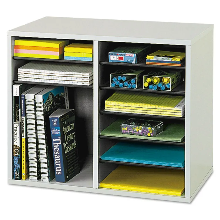 SAFCO PRODUCTS SAF 9420CY - Safco Adjustable 12-Slot Wood Literature Organizer - 12 Comp