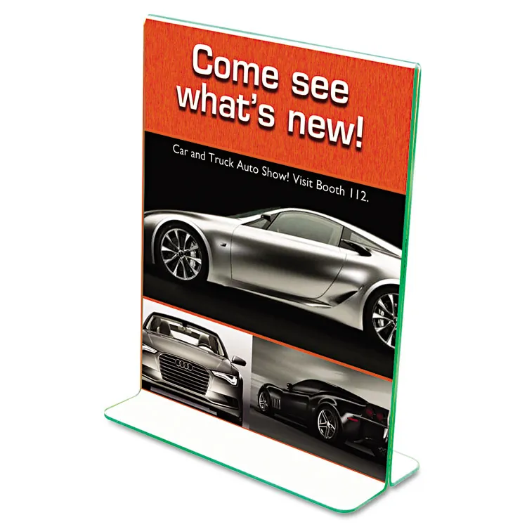 DEFLECTO DEF 5991890 — Deflecto Superior Image Premium Green Edge Sign Holder - 1 Each - 11 Width x 8.5 Height - Side-loading, Bottom Loading - Clear