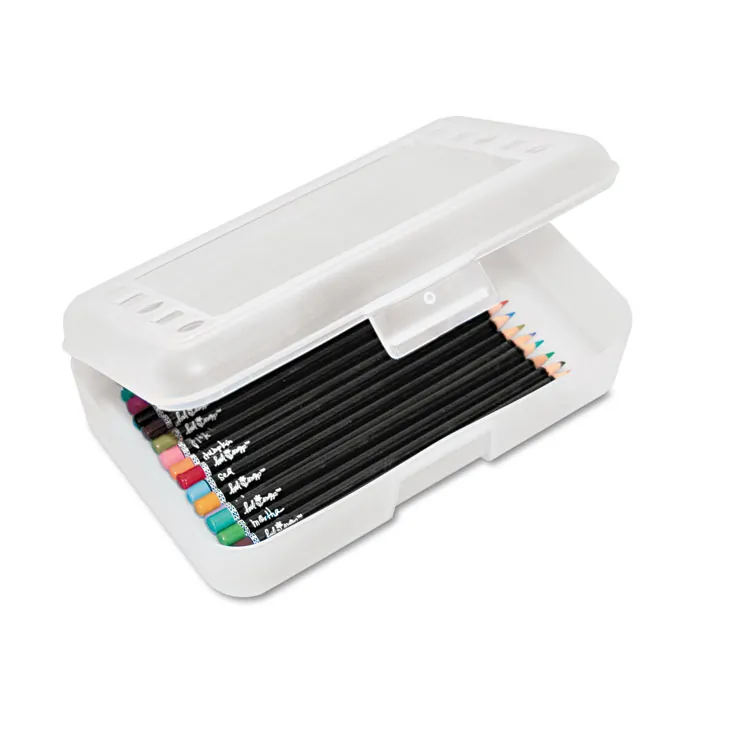 ADVANTUS CORPORATION AVT 34104 — Gem Office Products Clear Pencil Box - External Dimensions: 8.5 Width x 5.5 Depth x 2.5 Height - Hinged Closure - Polypropylene - Clear - For Pen/Pencil - 1 Each