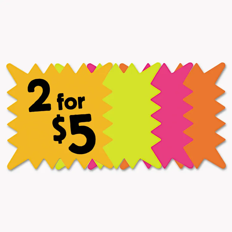CONSOLIDATED STAMP COS 090244 — Consolidated Stamp Cosco 5x5 Fluorescent Die-cut Sign - 1 Each - Square Shape - Fluorescent, Sturdy, Durable, Die-cut - Card Stock - Fluorescent