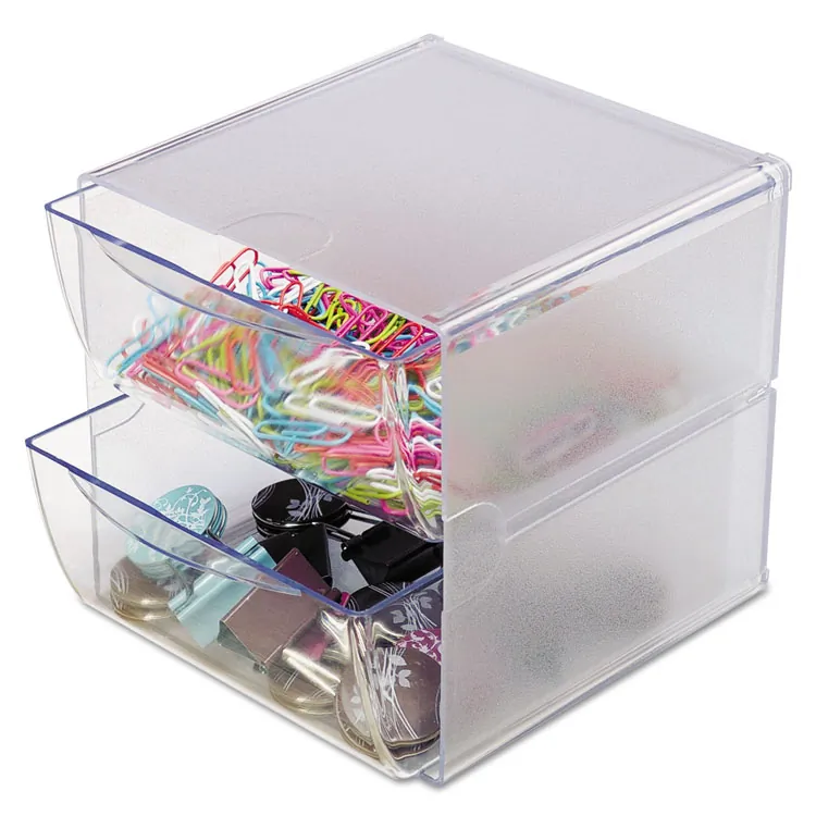 DEFLECTO DEF 350301 — Deflecto Stackable Cube Organizer - 4 Drawer(s) - 6 Height x 6 Width x 7.5 Depth - Desktop - Stackable - Clear - Plastic - 1 Each