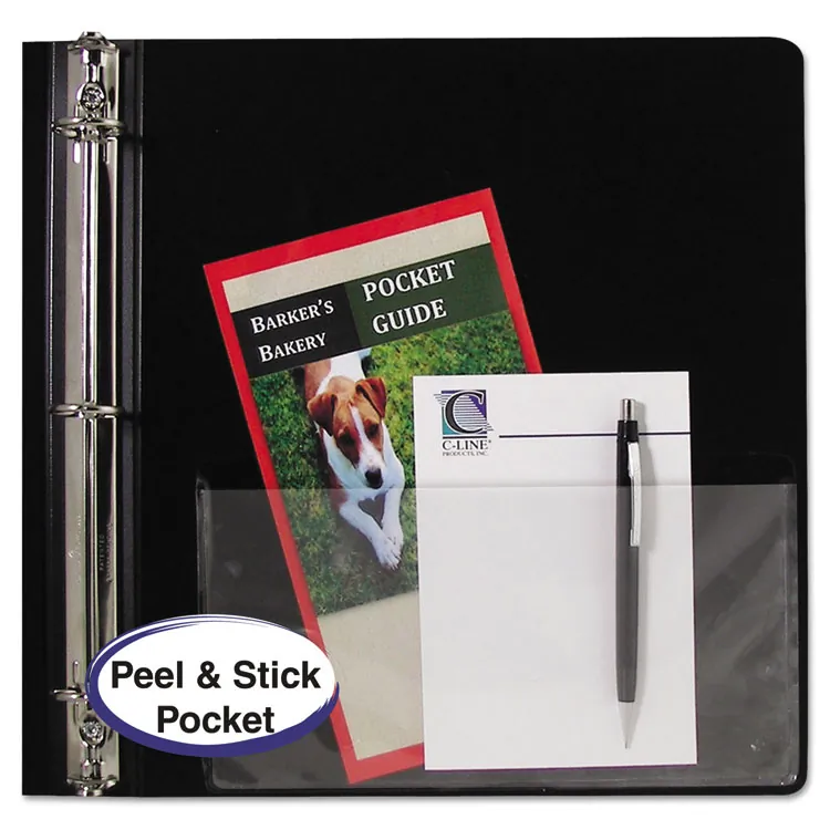 C-LINE CLI 70185 — C-Line Self-Adhesive Add-On Poly Filing Pocket - Clear, Peel & Stick, 8-3/4 x 5-1/8, 10/PK, 70185