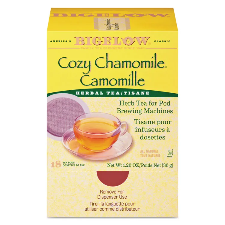 BIGELOW TEA CO. BTC 10906 — Bigelow Cozy Chamomile Herbal Tea Pods - Herbal Tea - Cozy Chamomile Herb - 1.9 oz - 108 Teabag - GMO Free - Kosher - 18 / Box