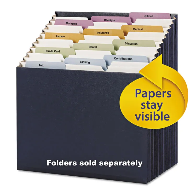 SMEAD MANUFACTURING CO. SMD 70211 — Smead 1/3 Tab Cut Letter Recycled Expanding File - 8 1/2 x 11 - 7/8 Expansion - 12 Pocket(s) - Top Tab Location - Assorted Position Tab Position - 11 Divider(s) - Navy - 10% Recycled - 1 Each